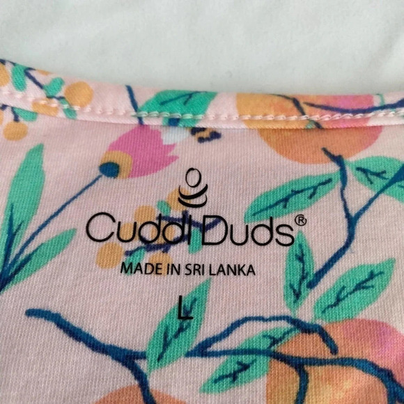 Cuddl Duds Women L Top Pink Mult color Peach Graphic Print NEW - Picture 8 of 11